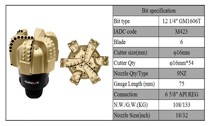 ДОЛОТО PDC Bit GM1606T